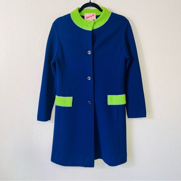 2 Piece 1960s Vintage Dimonelli Blue Green Sleeveless Dress + Matching Coat 10 - Picture 9 of 12